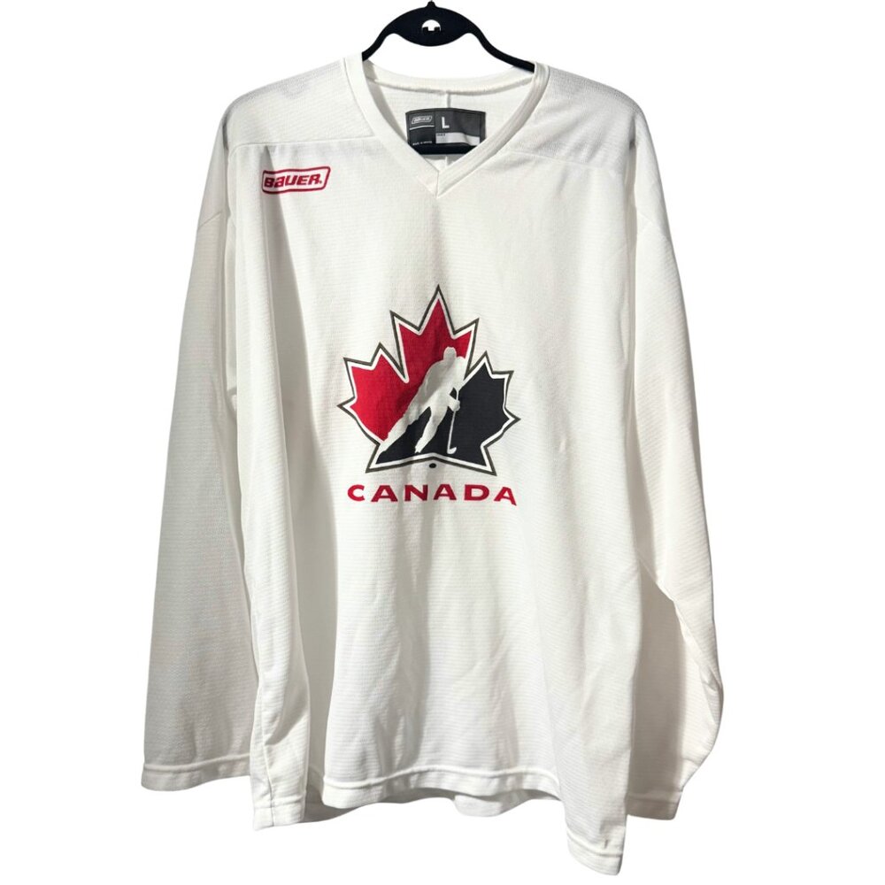 Vintage BAUER Official TEAM CANADA Olympic Hockey PRACTICE JERSEY – Men’s Large